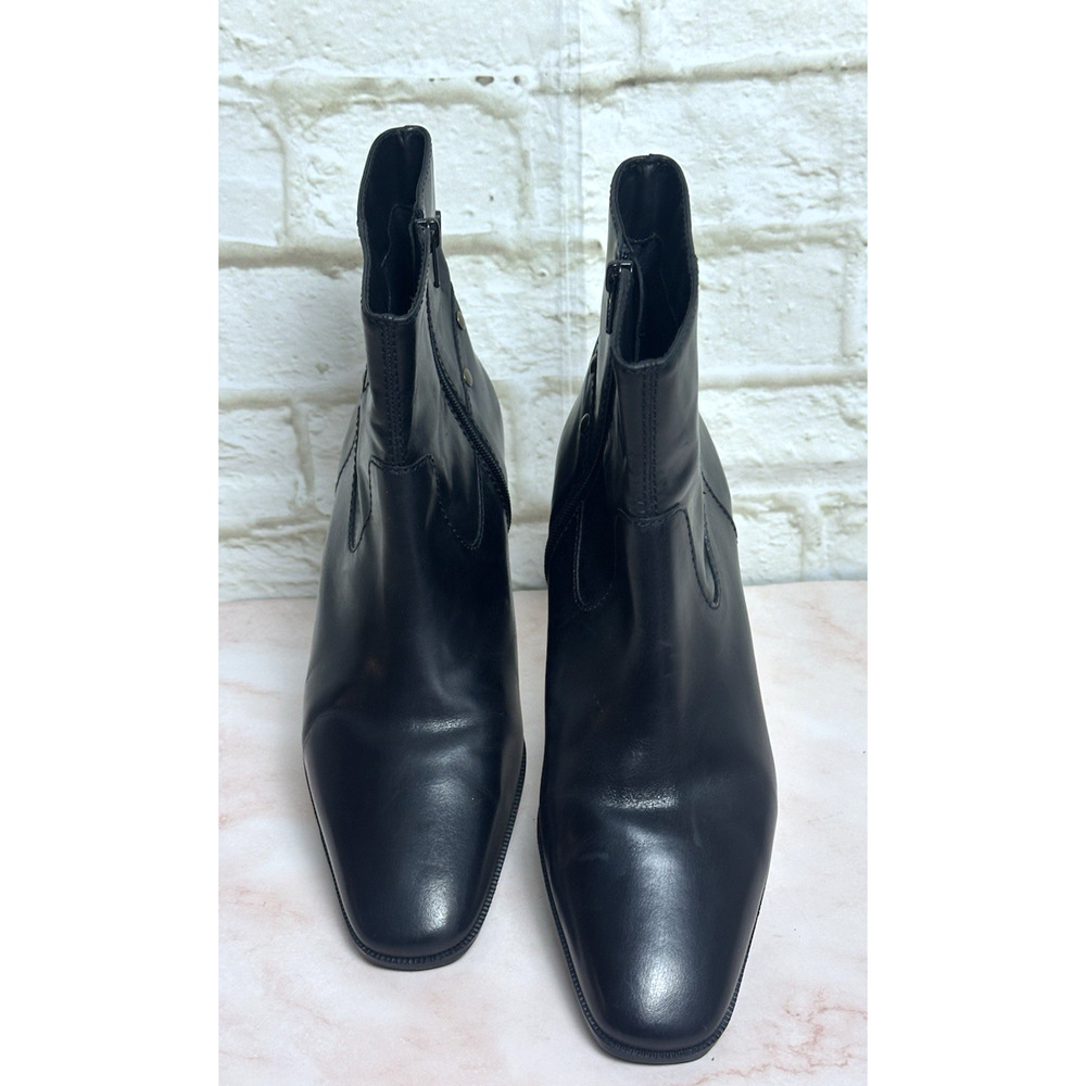 Talbots Women's Ankle Short Black Boots Size 6 1/2 Leather Uppers - Picture 2 of 16